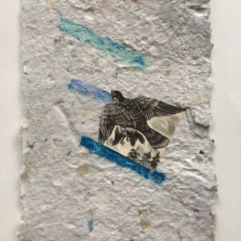 Collages intitulée "La trace de l'aigle" par Claire Ozila, Œuvre d'art originale, Pastel