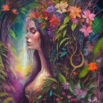 Digital Arts titled ""Rainforest Reverie…" by Gaboriau Gérald, Original Artwork, Digital Painting