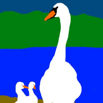 数字艺术 标题为“Le cygne et sa prog…” 由Stephane Pruvot, 原创艺术品, 数字油画