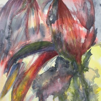 Painting titled "Metamorphic Bloom" by Tetiana Bilous, Original Artwork, Watercolor