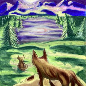 Painting titled "L APPEL DE LA FORÊT" by Philippe Savage, Original Artwork, Pastel