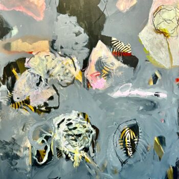Painting titled ""Sentimental"!" by Johanne Proulx, Original Artwork, Acrylic Mounted on Wood Stretcher frame