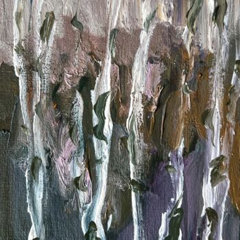Painting titled "Ghostly Birch Forest" by Kateryna Oliinyk, Original Artwork, Oil