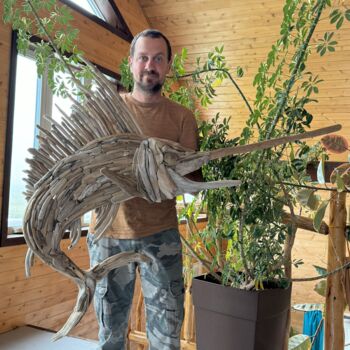 Sculpture intitulée "L'espadon" par Gary Detcheverry, Œuvre d'art originale, Bois