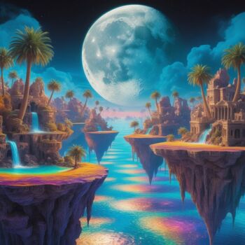 Цифровое искусство под названием "Moonlit Oasis in th…" - Marvellous Creator, Подлинное произведение искусства, Цифровая жив…