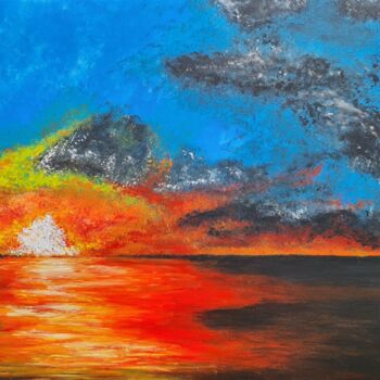Painting titled "Sunset storm 1" by Daniel Urbaník, Original Artwork, Acrylic