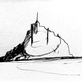 图画 标题为“Mont Saint Michel” 由Laurence Médori, 原创艺术品, 墨