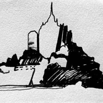 Drawing titled "Mont Saint Michel 4" by Laurence Médori, Original Artwork, Ink