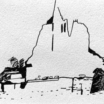 图画 标题为“Mont Saint Michel 5” 由Laurence Médori, 原创艺术品, 墨