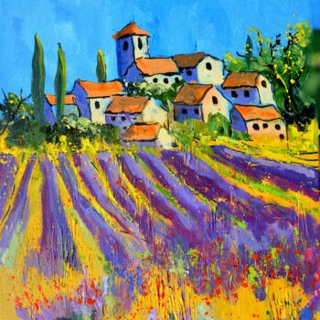 Картина под названием "Golden noon in Prov…" - Pol Ledent, Подлинное произведение искусства, Масло Установлен на Деревянная…