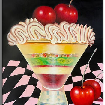 "Cherries Delight -…" başlıklı Tablo Gardani tarafından, Orijinal sanat, Petrol Ahşap Sedye çerçevesi üzerine monte edilmiş