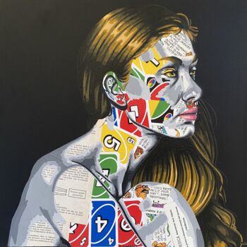 Collages intitulée "Patient" par Annabelle Amory, Œuvre d'art originale, Acrylique Monté sur Châssis en bois