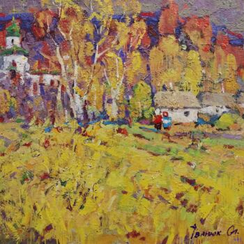 Ζωγραφική με τίτλο "Autumn day" από Oleksiy Ivanyuk, Αυθεντικά έργα τέχνης, Λάδι Τοποθετήθηκε στο Ξύλινο φορείο σκελετό