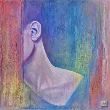 Schilderij getiteld "Hide and seek 2.0" door Anna Shuvaeva, Origineel Kunstwerk, Acryl Gemonteerd op Frame voor houten branc…