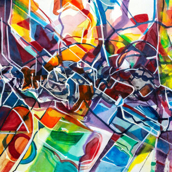 Painting titled "Composición 203" by Julian Garcia-Viso, Original Artwork, Watercolor