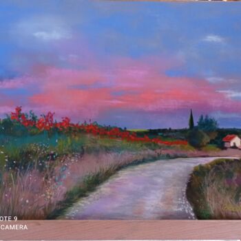 Peinture intitulée "Paysage du sud" par Brigitte Bouron, Œuvre d'art originale, Pastel