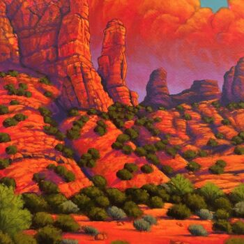 绘画 标题为“Sunlit Spires” 由Joe A. Oakes, 原创艺术品, 丙烯 安装在铝上