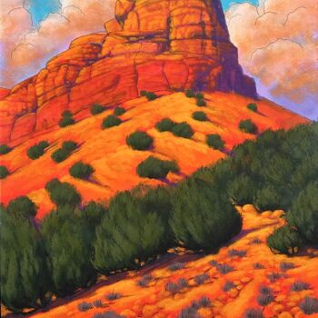 Ζωγραφική με τίτλο "Trail to the Butte" από Joe A. Oakes, Αυθεντικά έργα τέχνης, Ακρυλικό Τοποθετήθηκε στο Αλουμίνιο