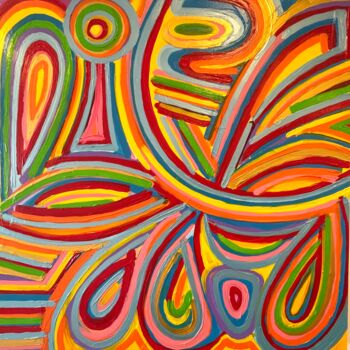 Painting titled "LoVe LifE" by Philippe Combis (PhilIppe CBS), Original Artwork, Acrylic Mounted on Wood Stretcher frame
