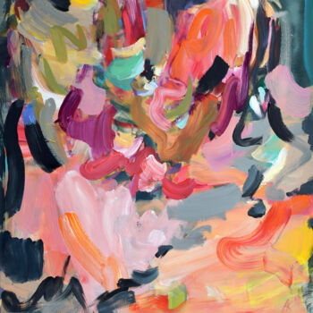 绘画 标题为“Red abstraction” 由Asta Kulikauskaite Krivickiene, 原创艺术品, 丙烯 安装在木质担架架上