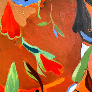 Painting titled "Garden" by Asta Kulikauskaite Krivickiene, Original Artwork, Acrylic Mounted on Wood Stretcher frame