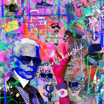 Arts numériques intitulée "pop art célébrité 11" par Yank, Œuvre d'art originale, Collage numérique Monté sur Châssis en bois