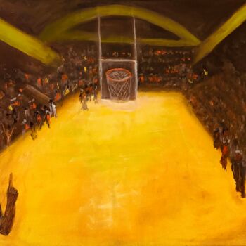 Painting titled "Where We Played" by Sue Lorenz, Original Artwork, Oil Mounted on Wood Stretcher frame