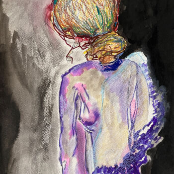 Dessin intitulée "a%#$ / Female nude…" par Leni Smoragdova, Œuvre d'art originale, Marqueur