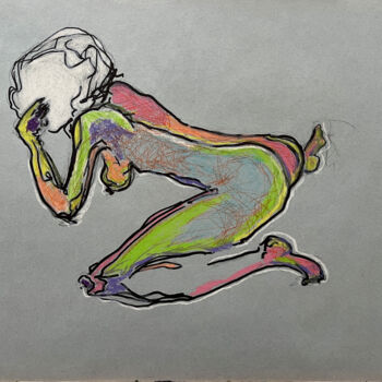 Drawing titled "1%E# / Semi Nude, B…" by Leni Smoragdova, Original Artwork, Marker
