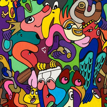 Drawing titled "“ La danse du flama…" by Philippe Pons, Original Artwork, Marker