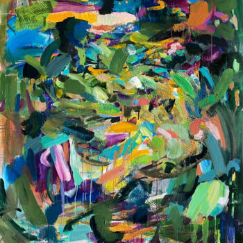 Painting titled "Abstraction" by Asta Kulikauskaite Krivickiene, Original Artwork, Acrylic Mounted on Wood Stretcher frame