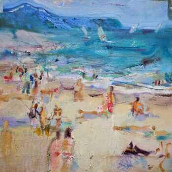 Malerei mit dem Titel "La Plage II" von Ilgvars Zalans, Original-Kunstwerk, Öl Auf Keilrahmen aus Holz montiert