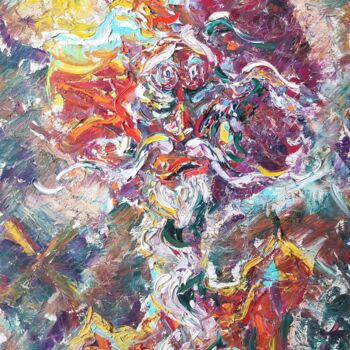 Painting titled "Portrait. Don Quixo…" by Allen Light, Original Artwork, Oil Mounted on Wood Stretcher frame