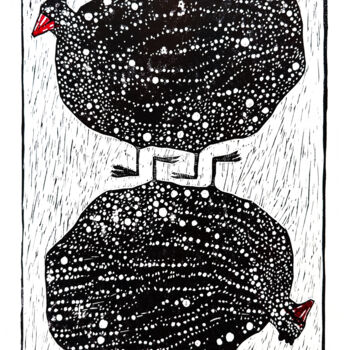 Printmaking titled "Partridges" by Elizaveta Pugacheva, Original Artwork, Linocuts