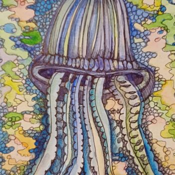 Peinture intitulée "Medusa" par Joy, Œuvre d'art originale, Aquarelle