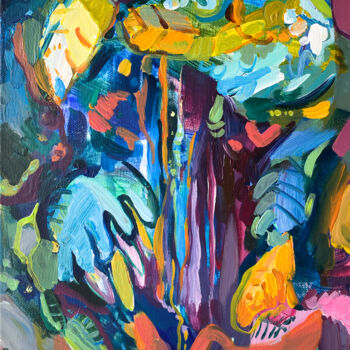 Painting titled "Immersion dans la n…" by Asta Kulikauskaite Krivickiene, Original Artwork, Acrylic Mounted on Wood Stretche…