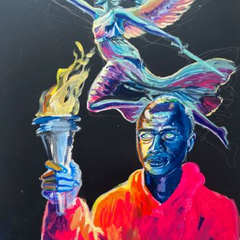 Peinture intitulée "Paris J.O. 2024 Yva…" par Nadine Dartis, Œuvre d'art originale, Acrylique