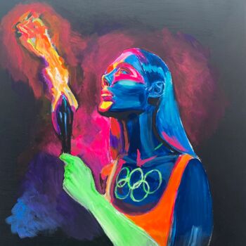 Peinture intitulée "Girl Jeux olympique…" par Nadine Dartis, Œuvre d'art originale, Acrylique