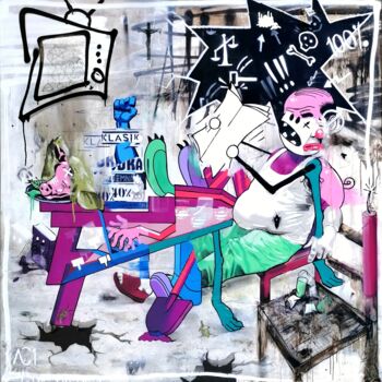 Painting titled "Omniscient" by Ac One, Original Artwork, Spray paint Mounted on Wood Stretcher frame