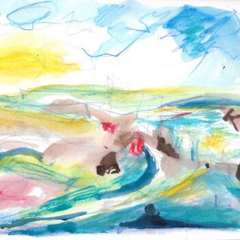 Painting titled "Turning" by Simon Ralfe, Original Artwork, Watercolor Mounted on Wood Panel