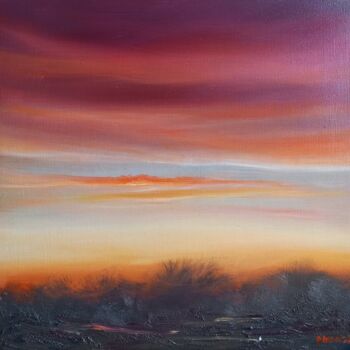 Painting titled "Push the Sky Away" by Marija Stefanovic, Original Artwork, Oil Mounted on Wood Stretcher frame