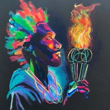 Peinture intitulée "Boy Jeux olympiques…" par Nadine Dartis, Œuvre d'art originale, Acrylique