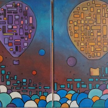 Peinture intitulée "Seul, à deux (versi…" par Ralph.S, Œuvre d'art originale, Huile Monté sur Châssis en bois