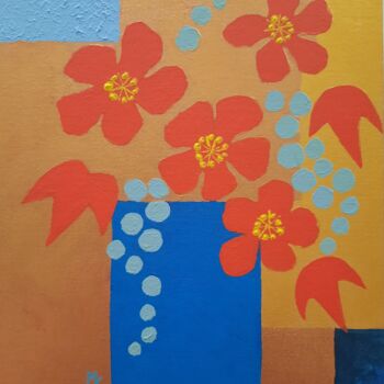 Peinture intitulée "Fleurs 2025-4" par Maryse Curinier-Rochette, Œuvre d'art originale, Acrylique Monté sur Carton