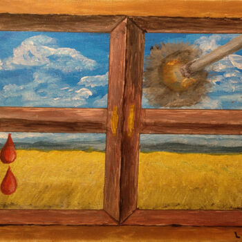 Schilderij getiteld "16 Horizonte herido" door Lorenzo Márquez Rivero, Origineel Kunstwerk, Acryl Gemonteerd op Houten paneel