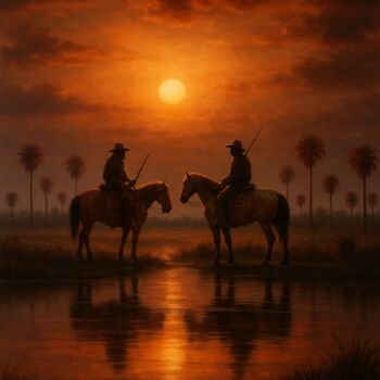 Pittura intitolato "Guardianes del Ocaso" da Elio Segundo Sanchez, Opera d'arte originale, Olio