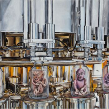 Painting titled "Bottle of mine" by Maria Petroff, Original Artwork, Oil Mounted on Wood Stretcher frame