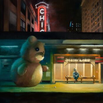 Peinture intitulée "The Bear" par Waynester, Œuvre d'art originale, Huile Monté sur Châssis en bois