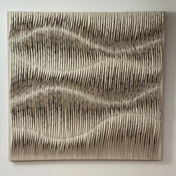 Textilkunst mit dem Titel "Tableau sculpture a…" von Yasmina Kijek, Original-Kunstwerk, Stickerei Auf Keilrahmen aus Holz mo…