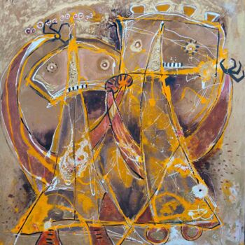 제목이 "Pareja Saludando"인 미술작품 Francisco Muñoz Tejeida로, 원작, 아크릴